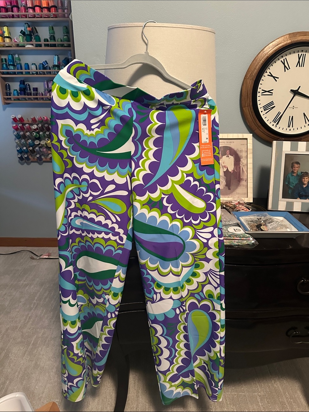 Jude Connally Wide-Leg Pants - Green & Purple size medium